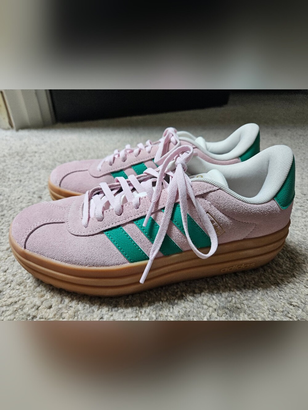 Adidas VL Court Bold Platform Sneaker 8.5 Pink/ Green - Picture 3 of 6